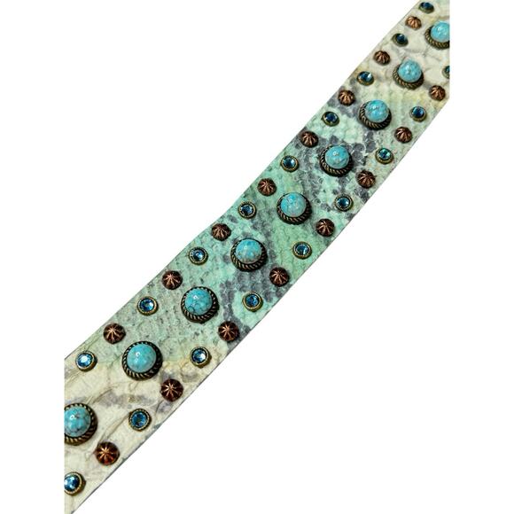 Streets Ahead Snakeskin Embossed Turquoise Studded Belt Size Medium main image 8